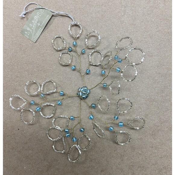 Seasons of Cannon Falls Ornaments Glass & Wire Beaded Snowflake Assorted 3pc - Picture 9 of 12